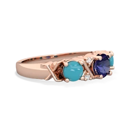 Lab Sapphire Hugs And Kisses 14K Rose Gold ring R5016