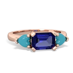 Lab Sapphire Three Stone 14K Rose Gold ring R5235