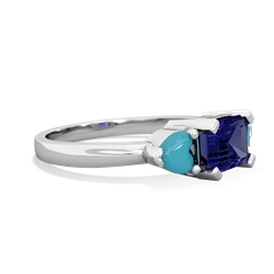 Lab Sapphire Three Stone 14K White Gold ring R5235