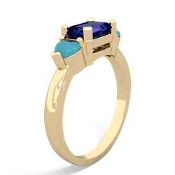 Lab Sapphire Three Stone 14K Yellow Gold ring R5235