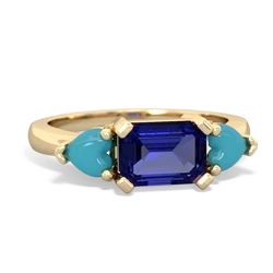 Lab Sapphire Three Stone 14K Yellow Gold ring R5235