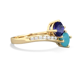 Lab Sapphire Channel Set Two Stone 14K Yellow Gold ring R5303