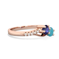 Lab Sapphire Infinity Pave Two Stone 14K Rose Gold ring R5285