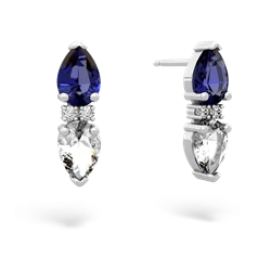 Lab Sapphire Bowtie Drop 14K White Gold earrings E0865