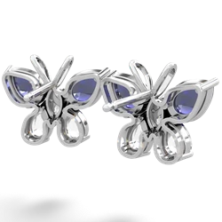 Lab Sapphire Butterfly 14K White Gold earrings E2215