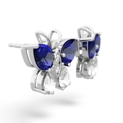 Lab Sapphire Butterfly 14K White Gold earrings E2215