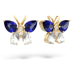 Lab Sapphire Butterfly 14K Yellow Gold earrings E2215