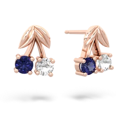 Lab Sapphire Sweet Cherries 14K Rose Gold earrings E7001
