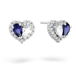 Lab Sapphire Halo 14K White Gold earrings E7008