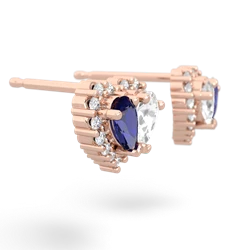 Lab Sapphire Halo 14K Rose Gold earrings E7008
