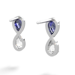 Lab Sapphire Infinity 14K White Gold earrings E5050