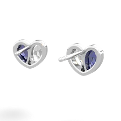 Lab Sapphire 'Our Heart' 14K White Gold earrings E5072