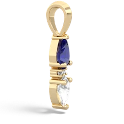 Lab Sapphire Bowtie Drop 14K Yellow Gold pendant P0865