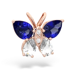 Lab Sapphire Butterfly 14K Rose Gold pendant P2215