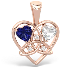 Lab Sapphire Celtic Trinity Heart 14K Rose Gold pendant P5331