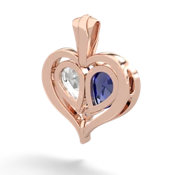 Lab Sapphire Two Become One 14K Rose Gold pendant P5330