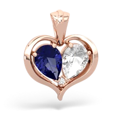 Lab Sapphire Two Become One 14K Rose Gold pendant P5330