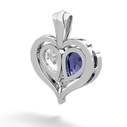 Lab Sapphire Two Become One 14K White Gold pendant P5330