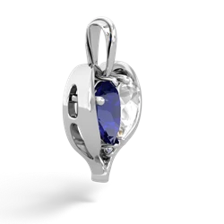 Lab Sapphire Two Become One 14K White Gold pendant P5330