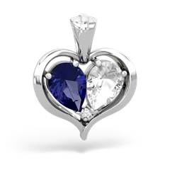 Lab Sapphire Two Become One 14K White Gold pendant P5330