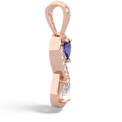 Lab Sapphire Diamond Infinity 14K Rose Gold pendant P5390