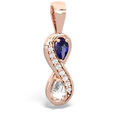 Lab Sapphire Diamond Infinity 14K Rose Gold pendant P5390
