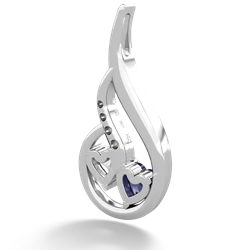 Lab Sapphire Keepsake Curves 14K White Gold pendant P5450