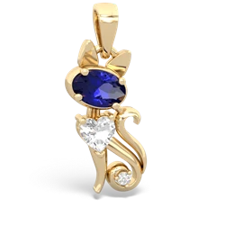 Lab Sapphire Kitten 14K Yellow Gold pendant P5780