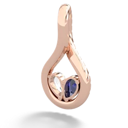 Lab Sapphire Pave Twist 'One Heart' 14K Rose Gold pendant P5360