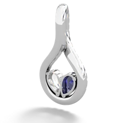 Lab Sapphire Pave Twist 'One Heart' 14K White Gold pendant P5360