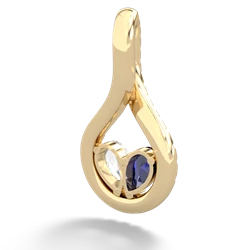 Lab Sapphire Pave Twist 'One Heart' 14K Yellow Gold pendant P5360