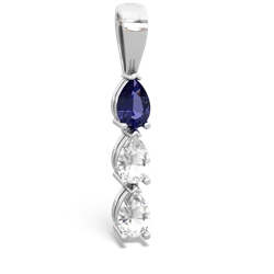 Lab Sapphire Dew Drops 14K White Gold pendant P2251