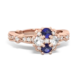 Lab Sapphire Sparkling Tiara Cluster 14K Rose Gold ring R26293RD