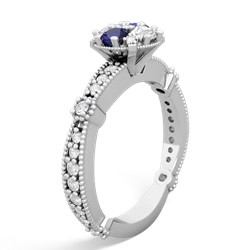 Lab Sapphire Sparkling Tiara Cluster 14K White Gold ring R26293RD