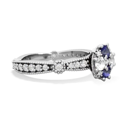 Lab Sapphire Sparkling Tiara Cluster 14K White Gold ring R26293RD