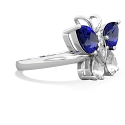 Lab Sapphire Butterfly 14K White Gold ring R2215