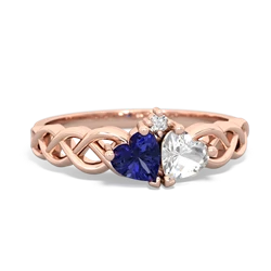 Lab Sapphire Heart To Heart Braid 14K Rose Gold ring R5870