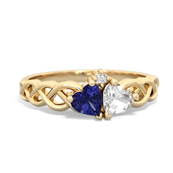 Lab Sapphire Heart To Heart Braid 14K Yellow Gold ring R5870