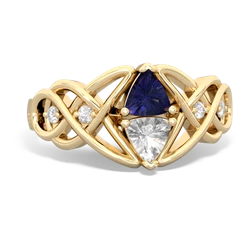 Lab Sapphire Keepsake Celtic Knot 14K Yellow Gold ring R5300