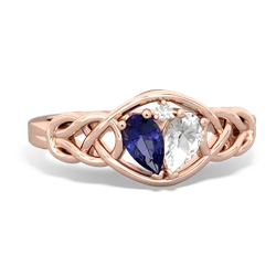 Lab Sapphire Celtic Love Knot 14K Rose Gold ring R5420