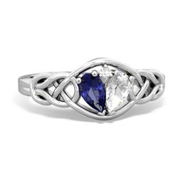 Lab Sapphire Celtic Love Knot 14K White Gold ring R5420