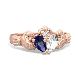 Lab Sapphire 'Our Heart' Claddagh 14K Rose Gold ring R2388