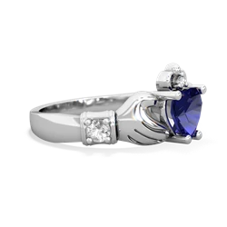 Lab Sapphire Claddagh Keepsake 14K White Gold ring R5245