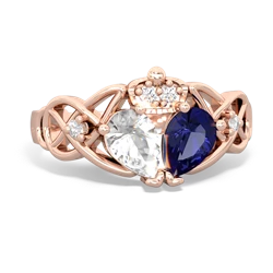 Lab Sapphire 'One Heart' Celtic Knot Claddagh 14K Rose Gold ring R5322