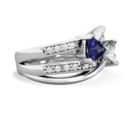 Lab Sapphire Bowtie 14K White Gold ring R2360