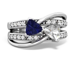 Lab Sapphire Bowtie 14K White Gold ring R2360