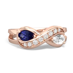 Lab Sapphire Diamond Infinity 14K Rose Gold ring R5390