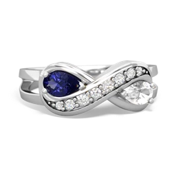 Lab Sapphire Diamond Infinity 14K White Gold ring R5390