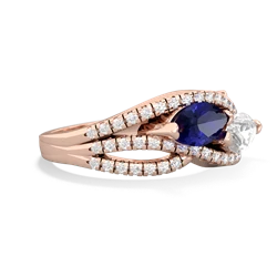 Lab Sapphire Diamond Rivers 14K Rose Gold ring R3070