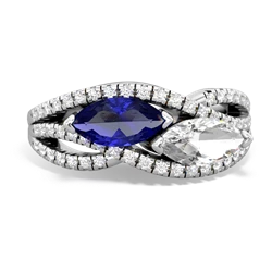 Lab Sapphire Diamond Rivers 14K White Gold ring R3070